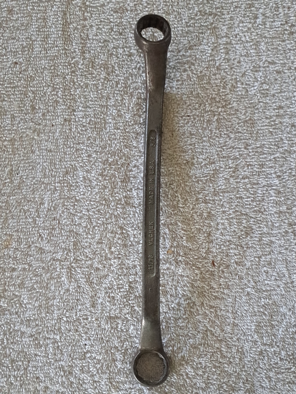 Vintage VLCHEK 5/8" x 11/16" 12PT. Offset Closed Combination Wrench 9-3/4" Leng